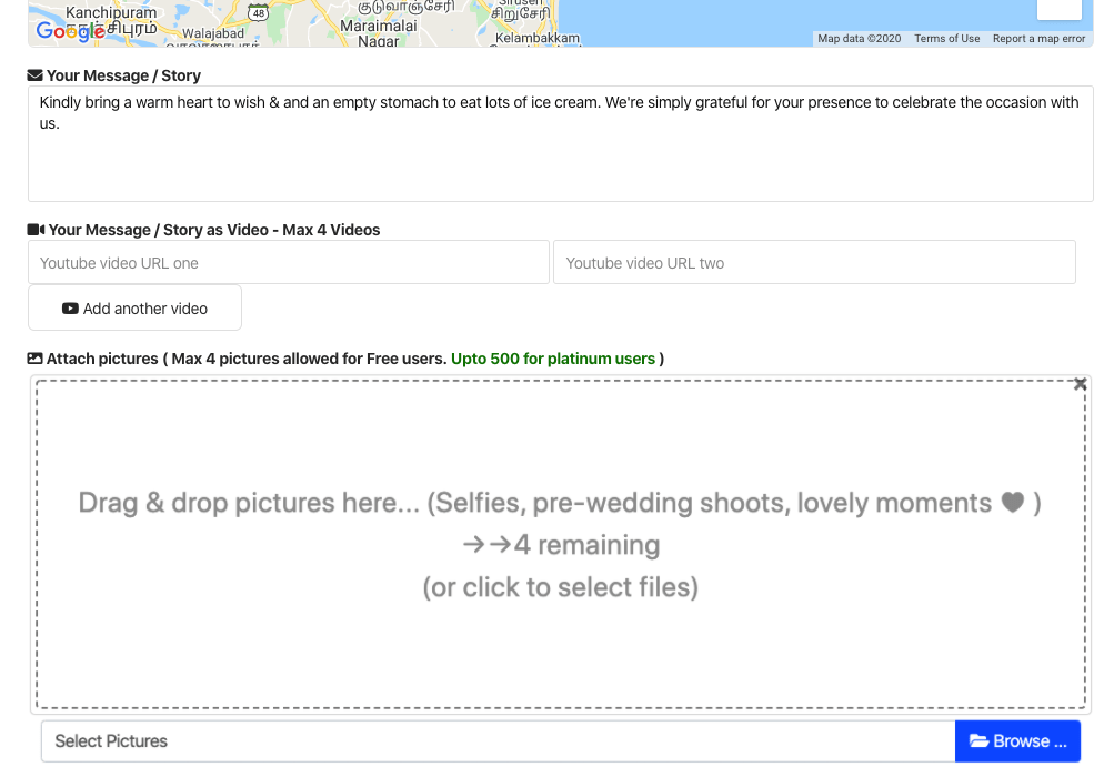 Build your wedding brand by attaching pictures and videos