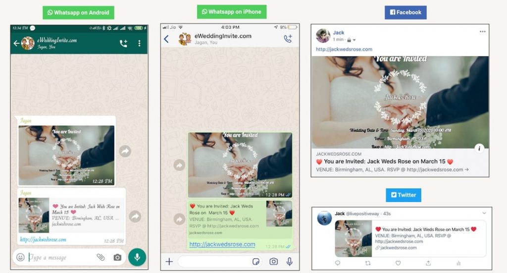 Social share invitation preview